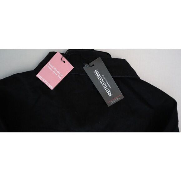 PRETTY LITTLE THING Women's Sz 12 Washed Black Basic Raw Edge Denim Crop Jacket - Picture 10 of 10